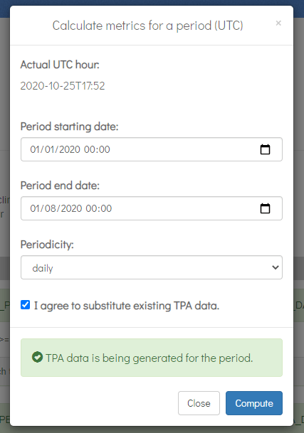 Calculate Metrics form