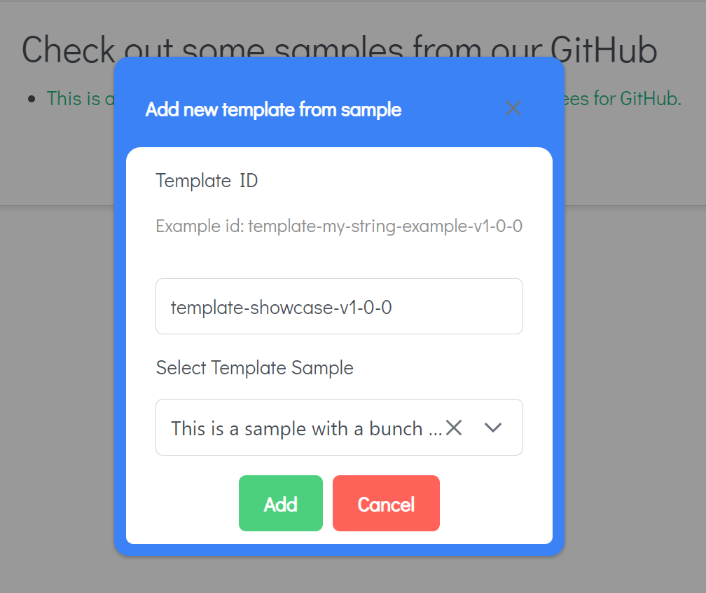 create template dialog